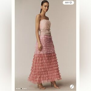 Anthropologie Juliet BHLDN Pink Strapless Midi Dress